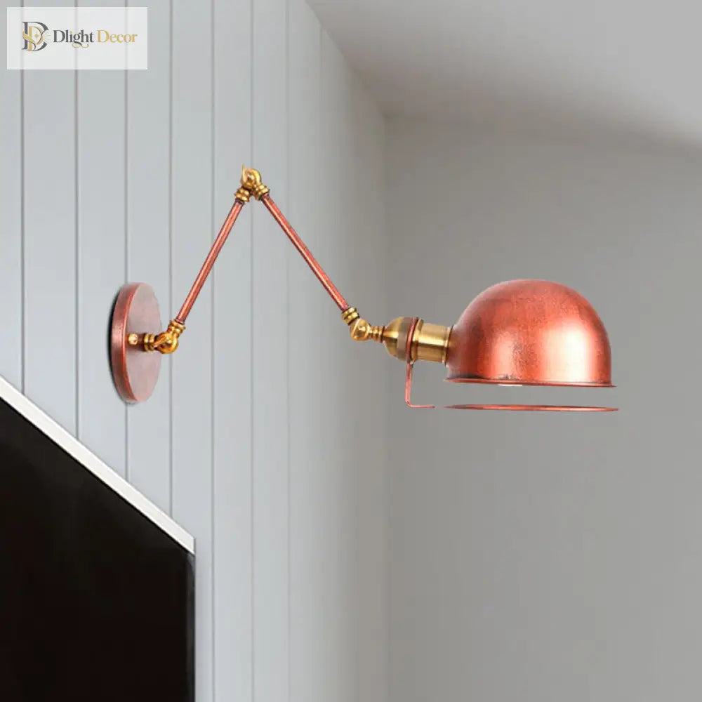 Vintage Style Swing Arm Wall Light With Brass/Copper Finish And Bowl Shade - 1 - Light Mount Design