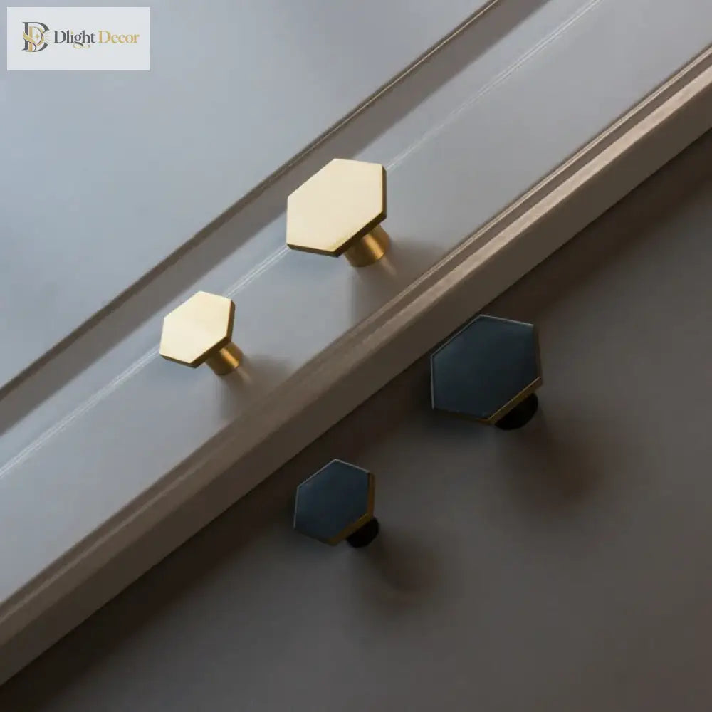 1 Piece - Mini Hexagon Gold Drawer Knob – Luxury Zinc Alloy Single Hole Handle for Cabinets and Doors knob