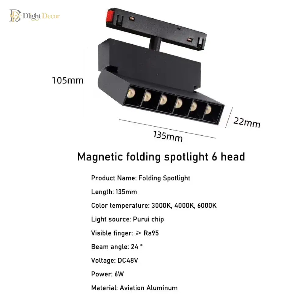 LED Magnetic Folding Spotlight Track Light Industrial Fashion Decor Lamp No Main Light Modern Design Popular Cool