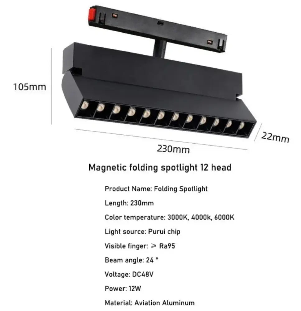 LED Magnetic Folding Spotlight Track Light Industrial Fashion Decor Lamp No Main Light Modern Design Popular Cool