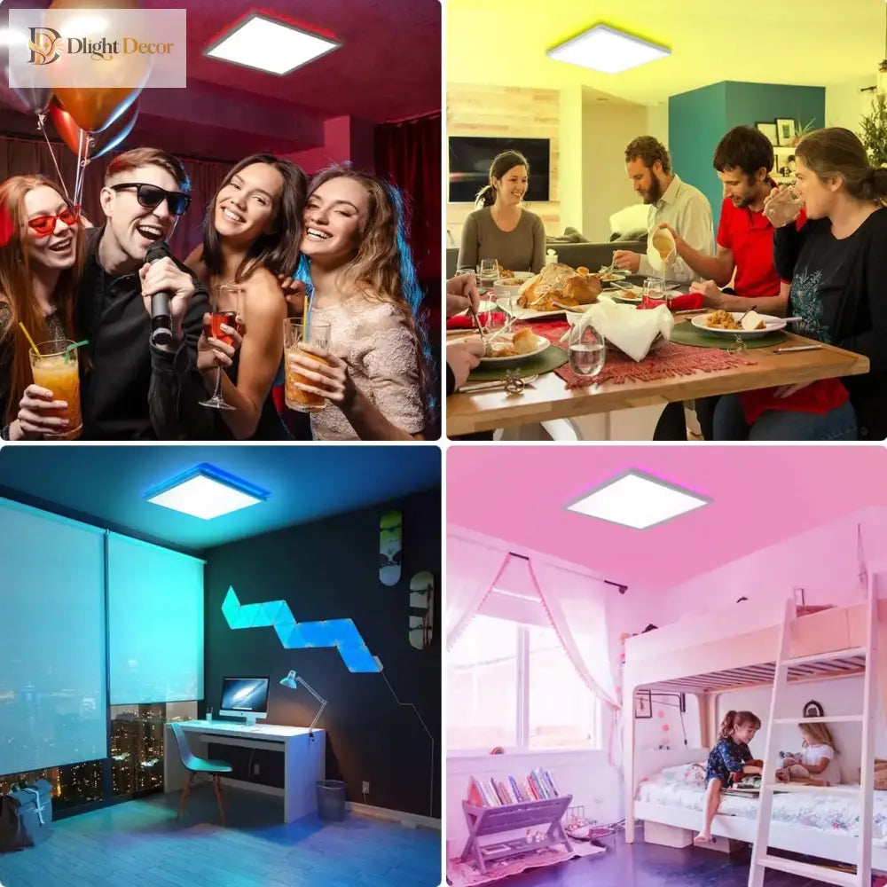 24W Smart Led Ceiling Light - Wifi App Control Double Layer Dimmable Cct Ultrathin Wall Lamp With