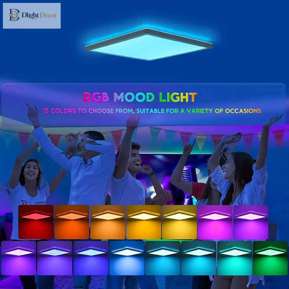 24W Smart Led Ceiling Light - Wifi App Control Double Layer Dimmable Cct Ultrathin Wall Lamp With