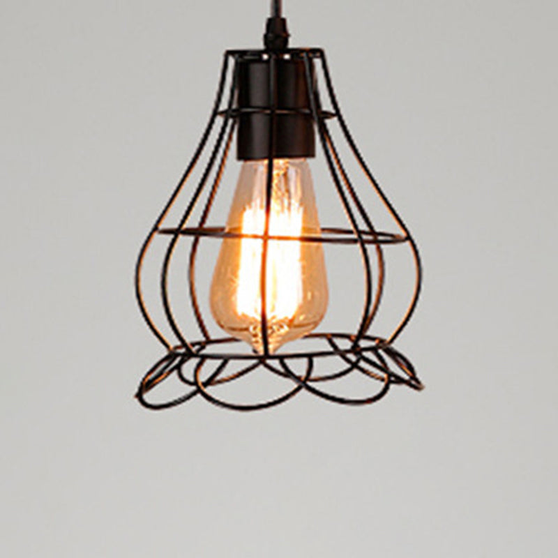Catherine - Adjustable Industrial Pendant Light With Metal Cage (Various Shapes)