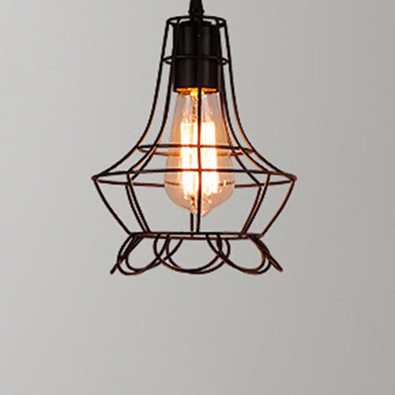 Catherine - Adjustable Industrial Pendant Light With Metal Cage (Various Shapes)