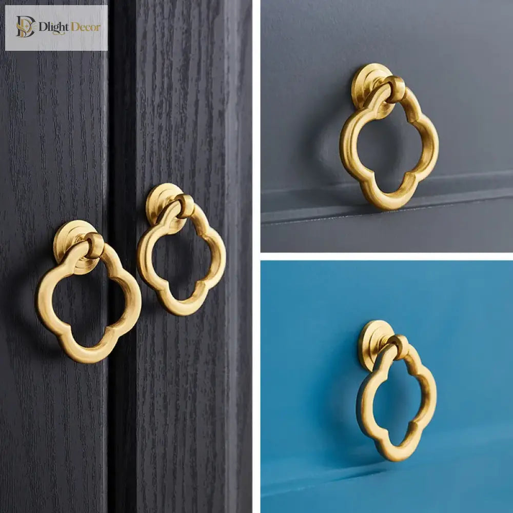 2pcs Brass Dropping Handles – Modern Cabinet and Wardrobe Drawer Pulls 57x50mm knob