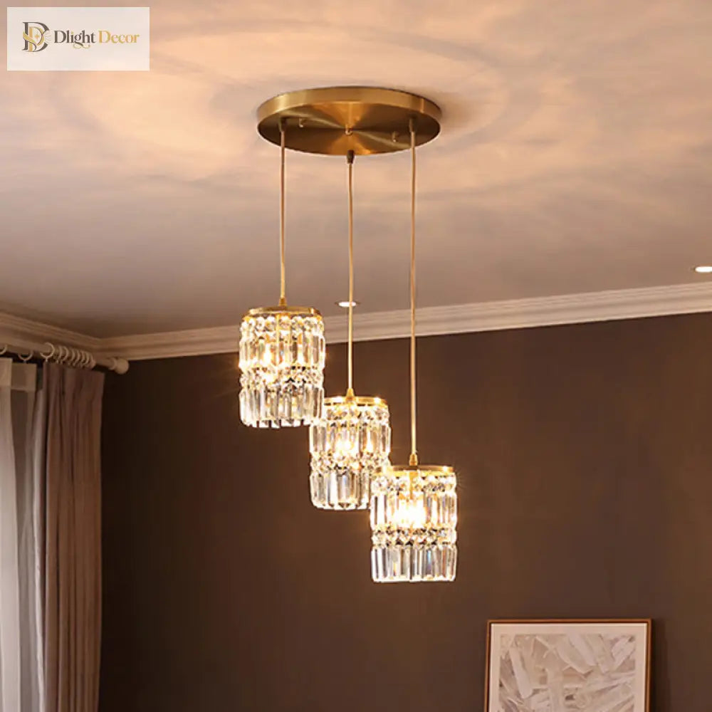 Modern Elegance Meets Warmth: Gold Crystal Pendant Light