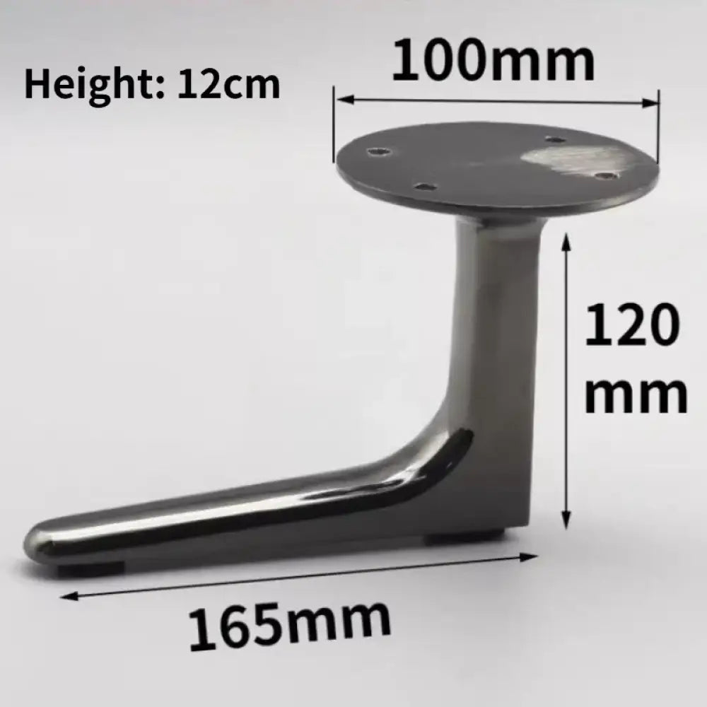 Black aluminum furniture leg dimensions: height 12cm, base 165mm, width 100mm