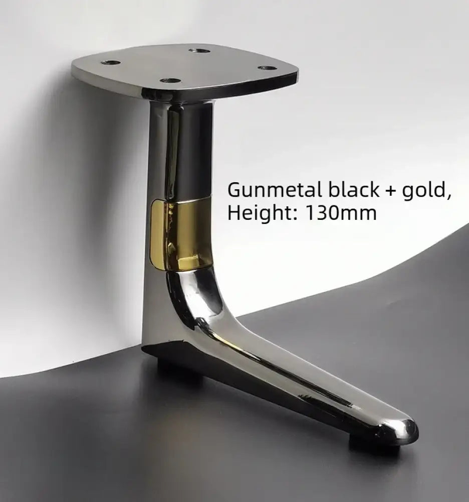 Gunmetal black and gold aluminum furniture leg with round top plate, height 130mm