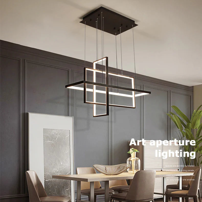 Sleek Led Rectangular Chandelier Light - Perfect For Kitchen Dining Living Room And Bedroom Decor