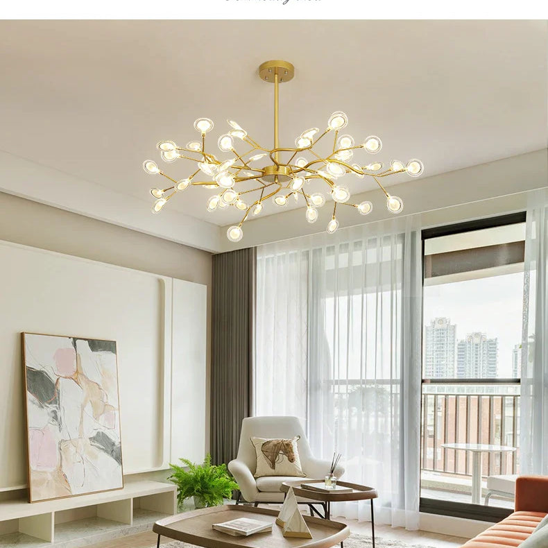 Modern Led Firefly Chandelier - Contemporary Ceiling Pendant Lamp For Living Room Bedroom Kitchen