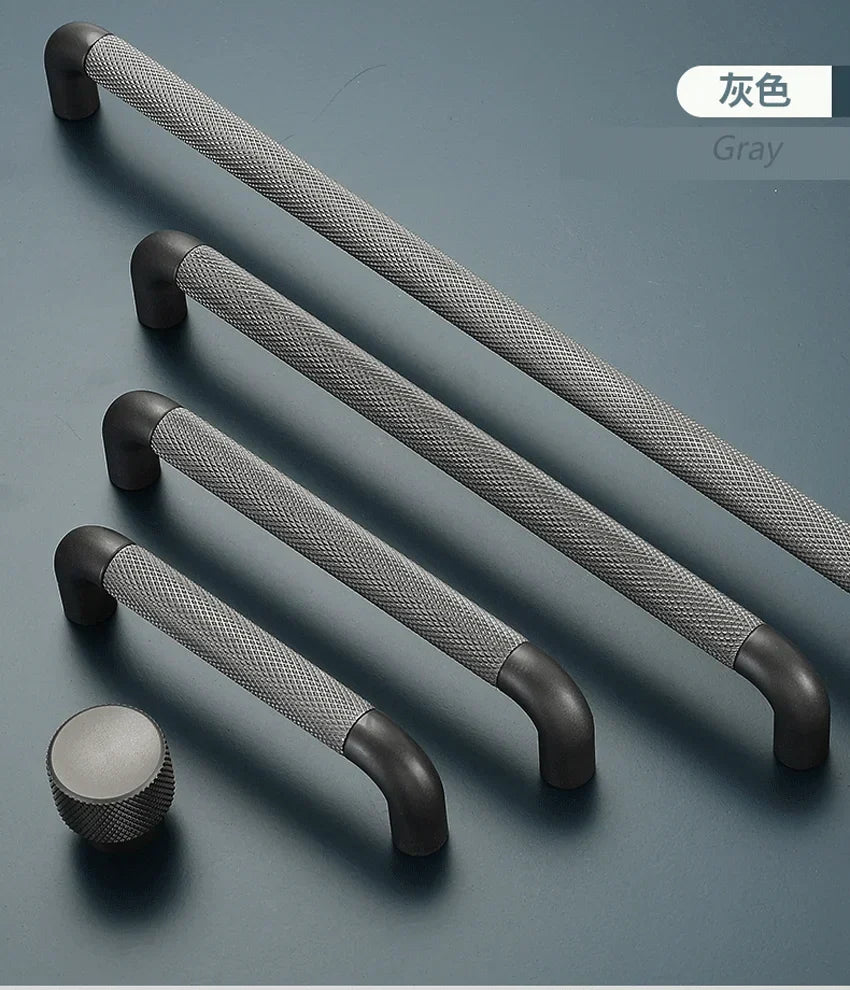 Knurled Brown Aluminum Alloy Handle – Textured European Cabinet and Wardrobe Pulls (320mm) Handles