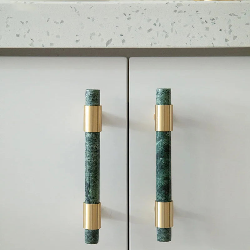 Natural Stone Cabinet Handles – Brass and Marble Wardrobe Knobs for Nordic Furniture Handles
