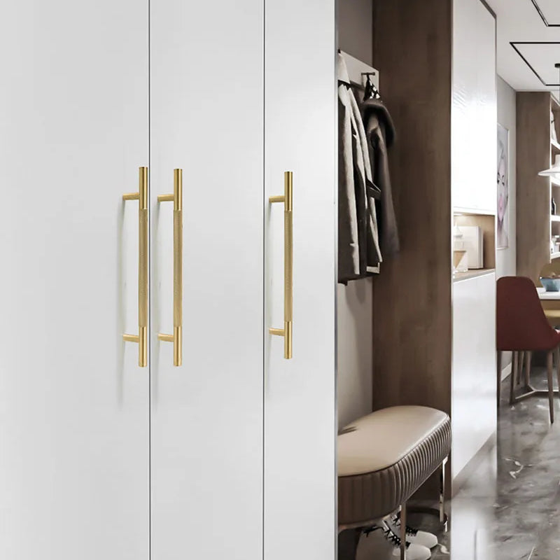 Brass Textured Cabinet Handles – Knurled Wardrobe Pulls and Drawer Knobs for Chest Drawers Handles