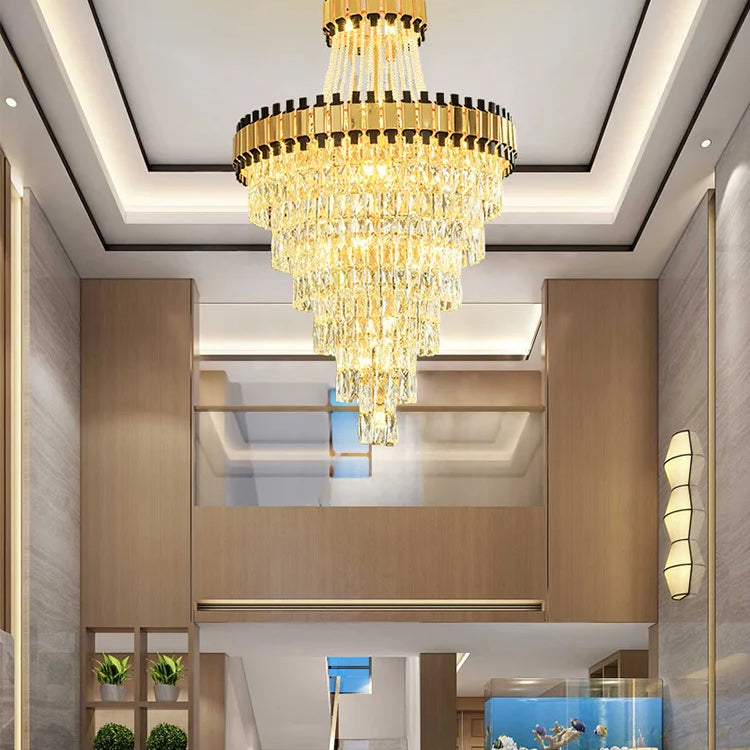 Duplex Building Chandelier - Post - Modern Light Luxury Crystal Elegance For Villas Living Rooms