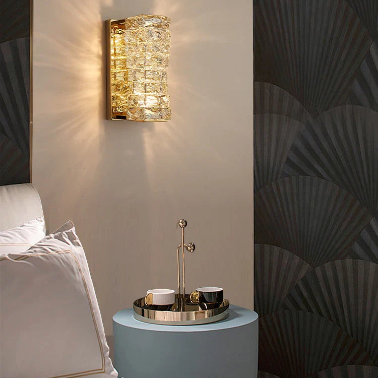 Chloe’s - 3 Color Temperature Wall Lamp Crystal K9 Led Light Chrome Gold Indoor Bright Sconce For