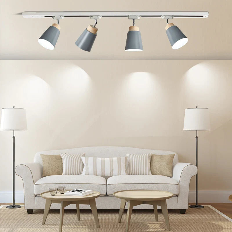 Macaron Nordic Track Light Modern COB Rail Spotlight Living Room Restaurant Wooden Ceiling Lights Commercial Shop Light