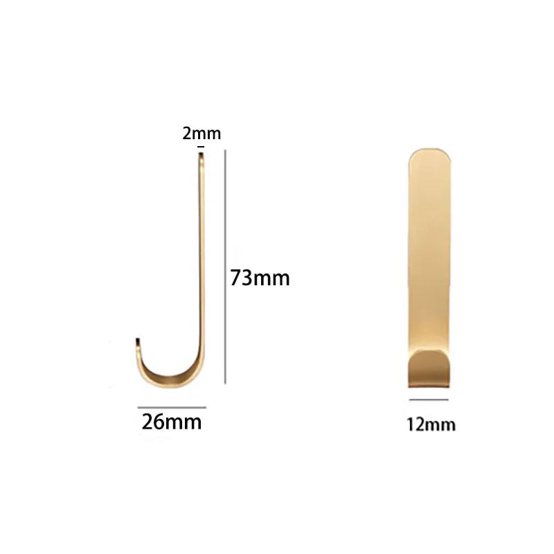 2pcs Brass Wall Hooks – Nail-Free Gold Adhesive Hangers for Towels Bags and Clothes small wall Hook