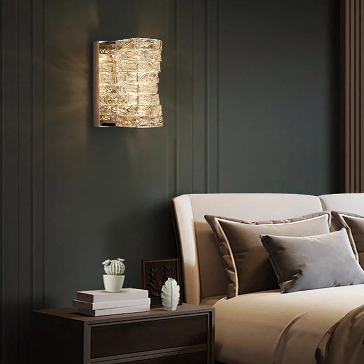 Chloe’s - 3 Color Temperature Wall Lamp Crystal K9 Led Light Chrome Gold Indoor Bright Sconce For