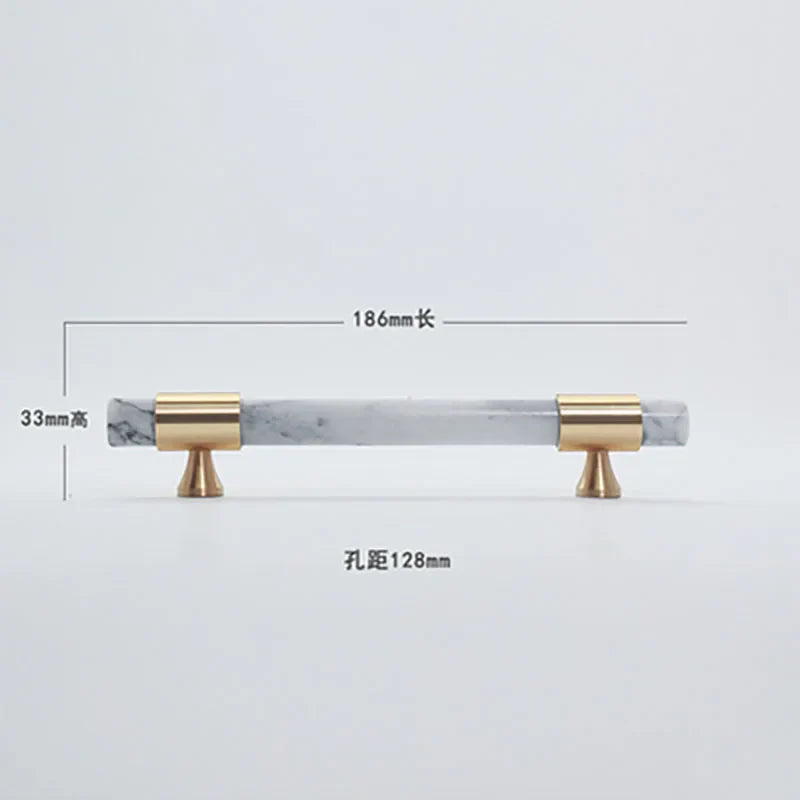 Natural Stone Cabinet Handles – Brass and Marble Wardrobe Knobs for Nordic Furniture white a 2 Handles
