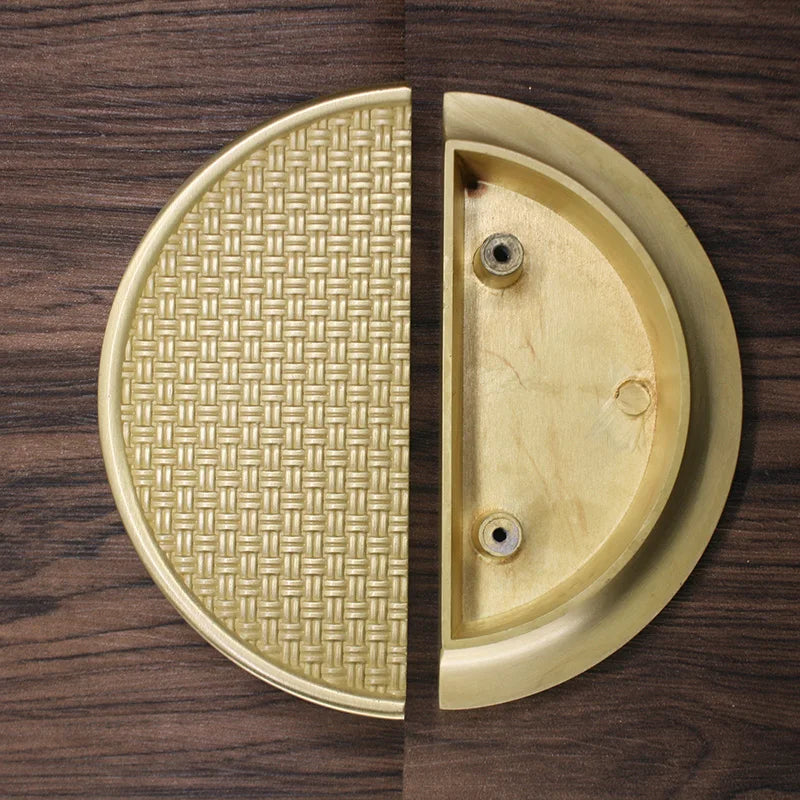 Gold Round Brass Cabinet Handles – Textured Braided Pattern Pulls for Wardrobes Bookcases and Wine Cabinets Knob