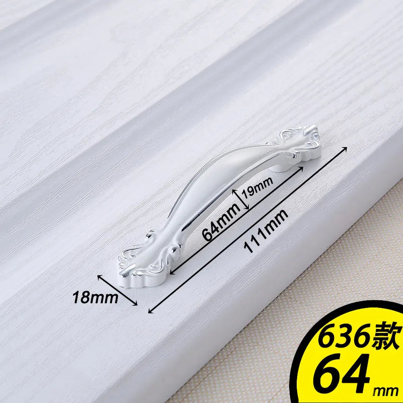 European Ivory White Cabinet Handle – Elegant Zinc Alloy Drawer Pulls for Dressers Closets and Cupboards (96mm) 636-64