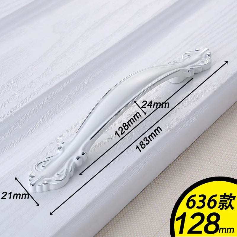European Ivory White Cabinet Handle – Elegant Zinc Alloy Drawer Pulls for Dressers Closets and Cupboards (96mm) 636-128