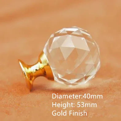Clear Crystal Cabinet Knobs – Chrome & Gold Base Glass Drawer Pulls in 20mm 25mm 30mm 40mm 40mm gold Knob