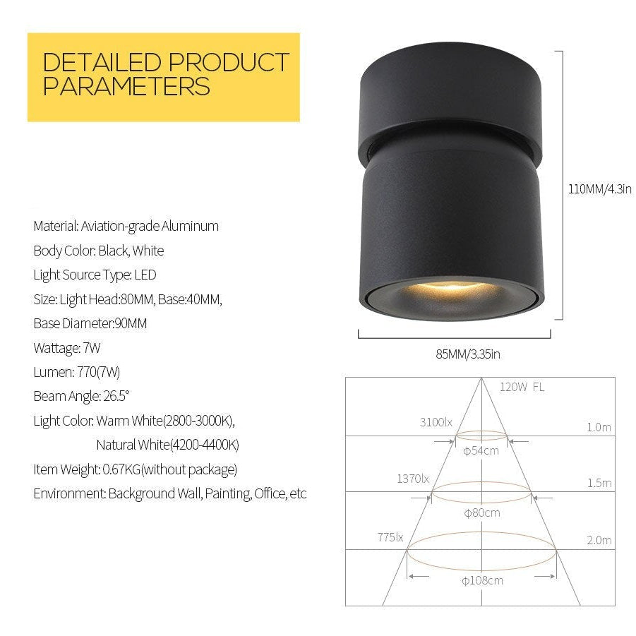 Lily’s Led Ceiling Light Surface Mounted With 360° Round Curve Rotation
