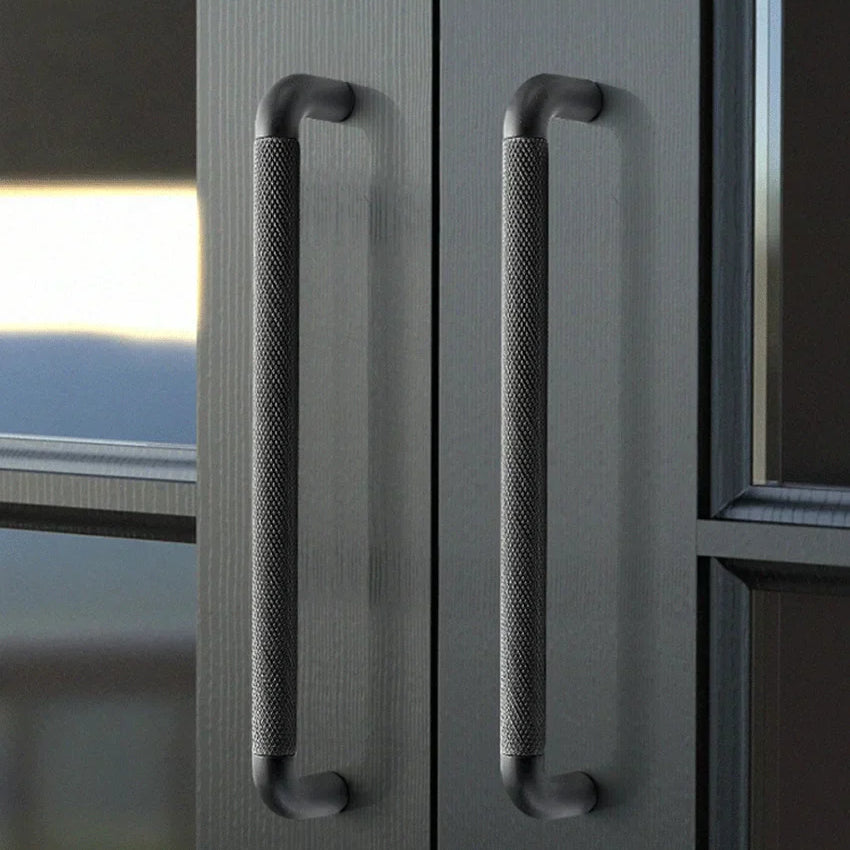 Knurled Brown Aluminum Alloy Handle – Textured European Cabinet and Wardrobe Pulls (320mm) Handles