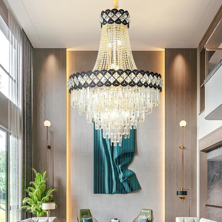Duplex Building Crystal Chandelier - Post - Modern Light Luxury Elegance For Spiral Staircases