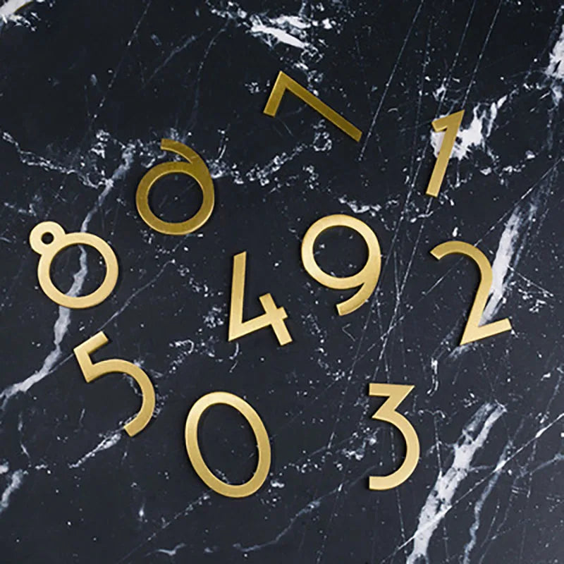 Golden Brass Door Numbers – Custom Decorative Wall Figures for Villas Hotels and Dormitories (5cm/7cm)