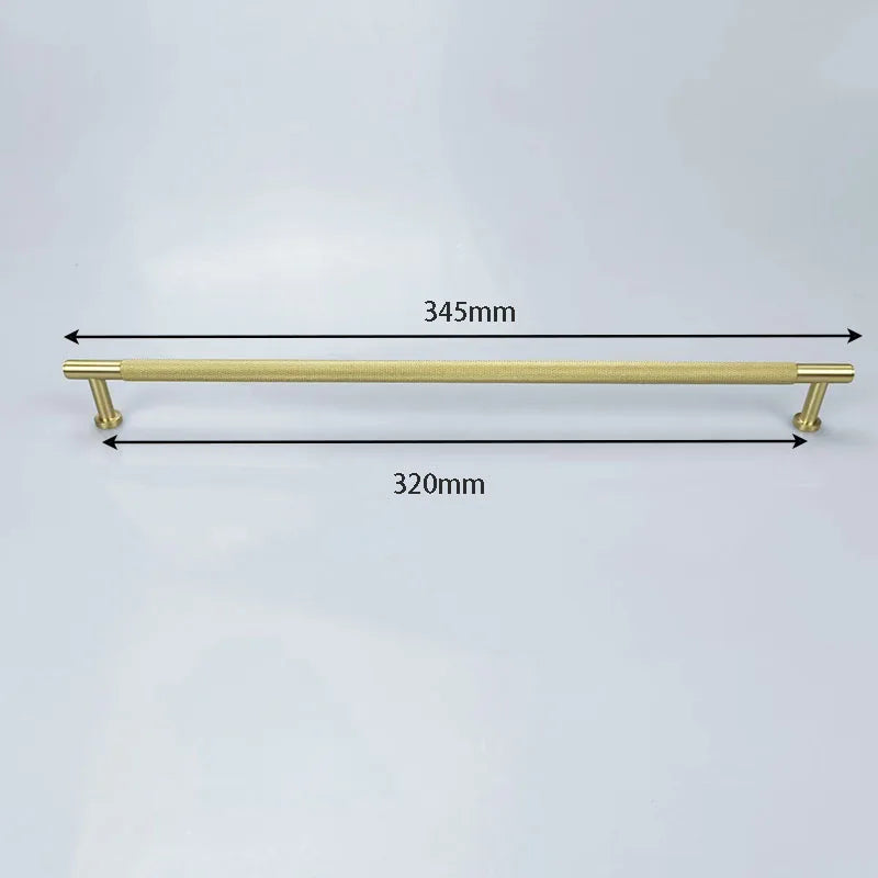 Knurled Brass Wardrobe Handles – Modern Kitchen Cabinet and Drawer Pull Bar Handles 345mm length Handles