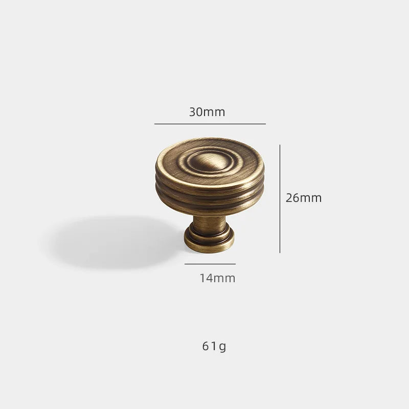 Antique Brass Furniture Cabinet Handle – American Vintage Wardrobe Knob and Drawer Pull 30mm knob Handles