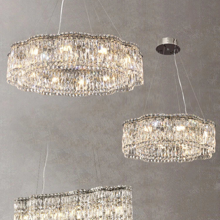 Elegant Chrome Stainless Steel K9 Crystal Chandelier - A Modern Luxury Lighting Fixture For Living