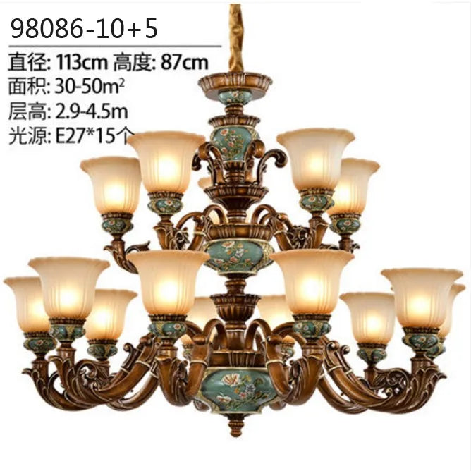 15 Heads D113xH87cm European Vintage Resin Chandelier variant