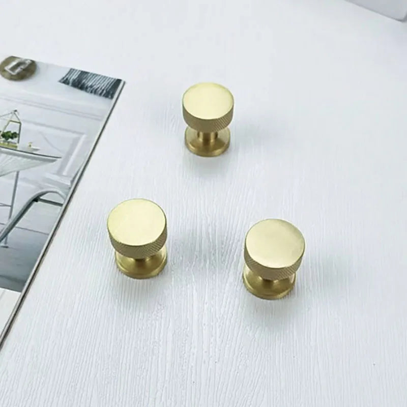 Knurled Brass Drawer Knobs – Textured Cabinet Handles and Furniture Pulls for Wardrobes 25x28mm knob