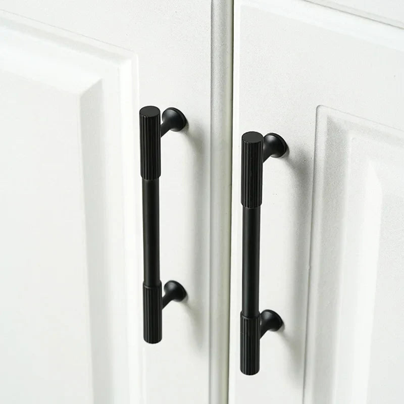 Black Vertical Line Brass Furniture Handles – Cabinet Drawer Knobs and Wardrobe Pulls Handles
