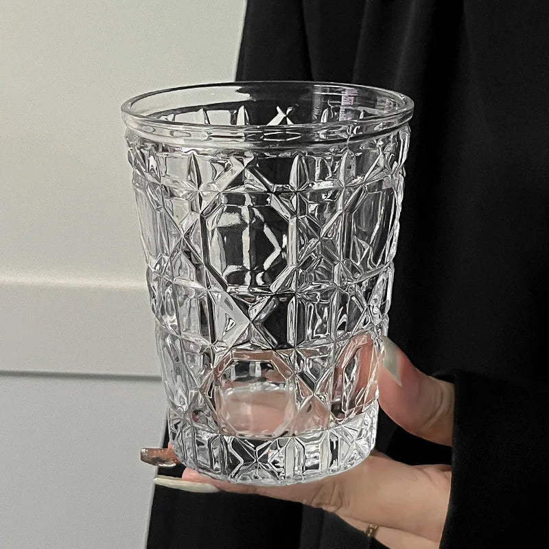 Dlight Decor 4pc Diamond Glass Set 310ml Clear Cups 310ml / 4pcs Glass
