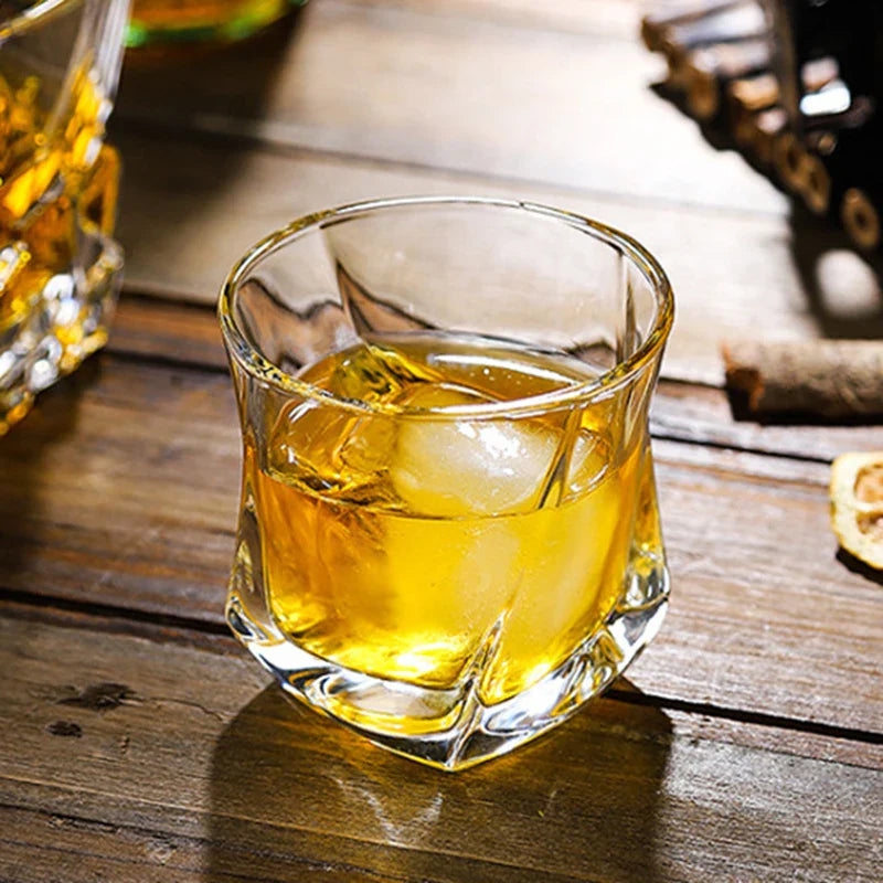 Dlight Decor Spiral Square Glass Cup Set 170ml (1pc/2pc) Cocktail Glasses