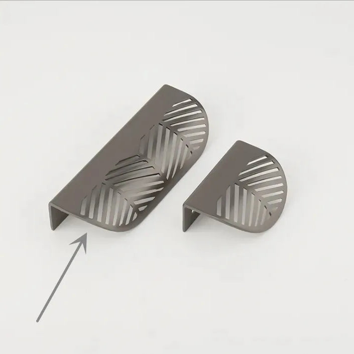 Modern Gold Leaf Cabinet Handles - Brushed Zinc Alloy Hollow Pulls for Furniture and Drawers Large-Pearl Grey Handles