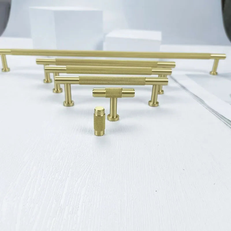 Knurled Brass Wardrobe Handles – Modern Kitchen Cabinet and Drawer Pull Bar Handles Handles
