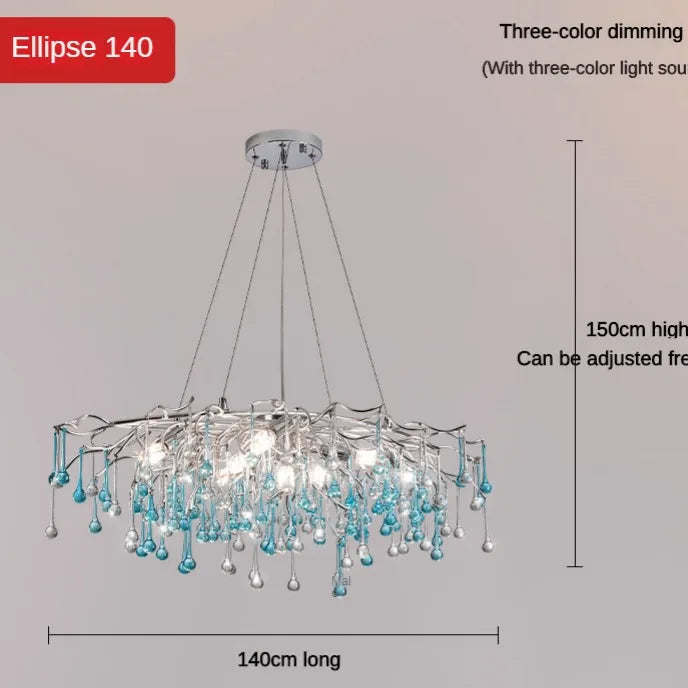 Blue Water-Drop Crystal Chandelier – configuration option 10