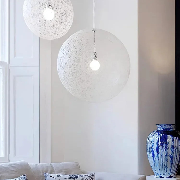 Nordic Rattan Weaving Spherical Chandelier Led Pendant Lights For Living Room Loft Hanging Lamp
