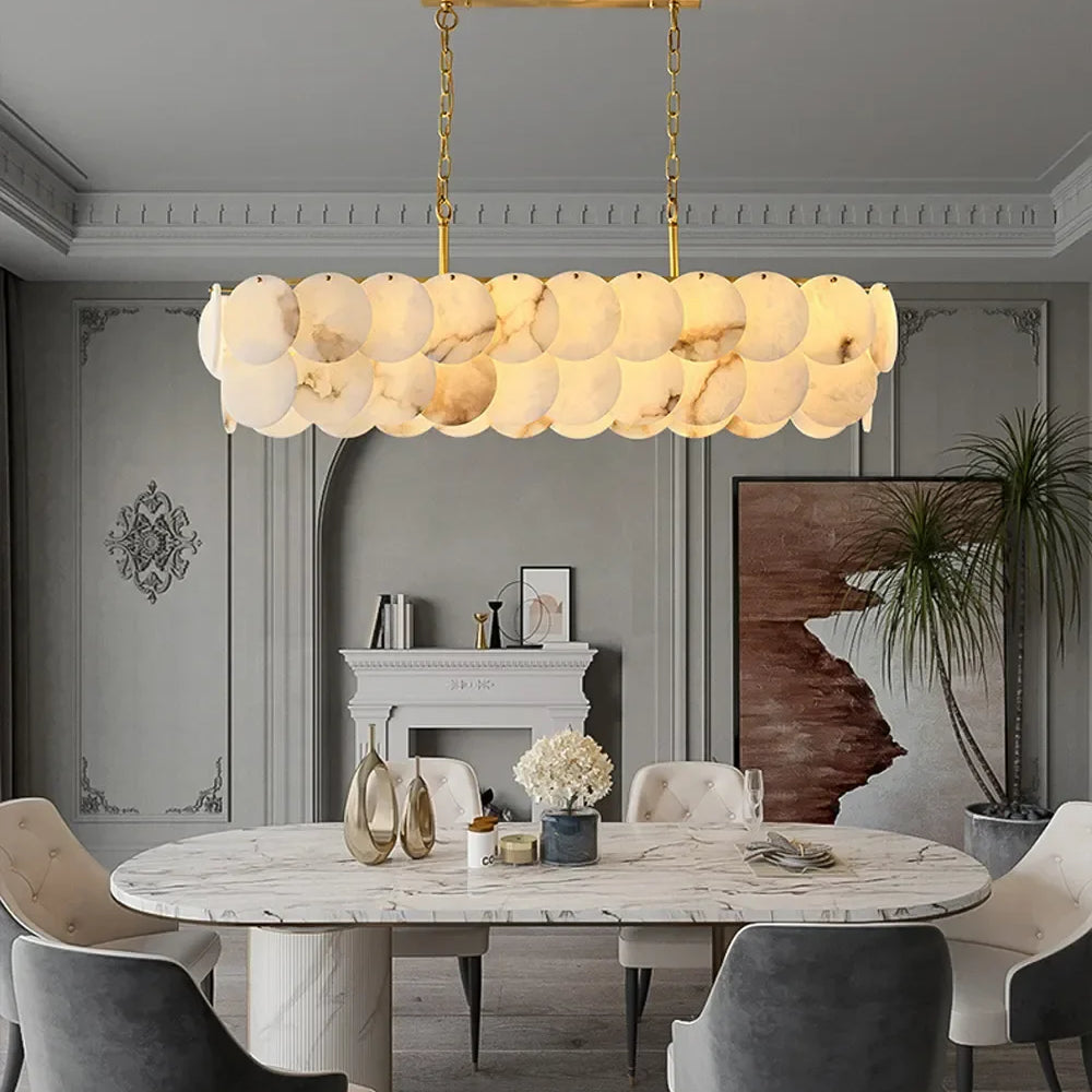 Modern Luxury Led Natural Marble Chandeliers - Illuminating Elegance For Living Dining And Kitchen