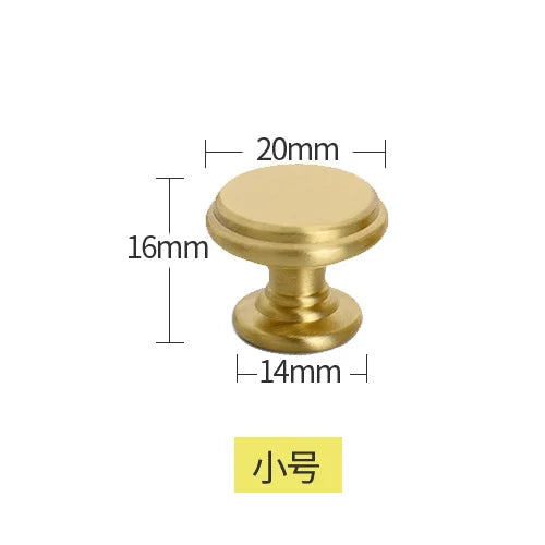 Modern Pure Brass Cabinet Handles - Single Hole Brushed Gold Drawer Knobs for Kitchen and Wardrobes 6-small Knonbs