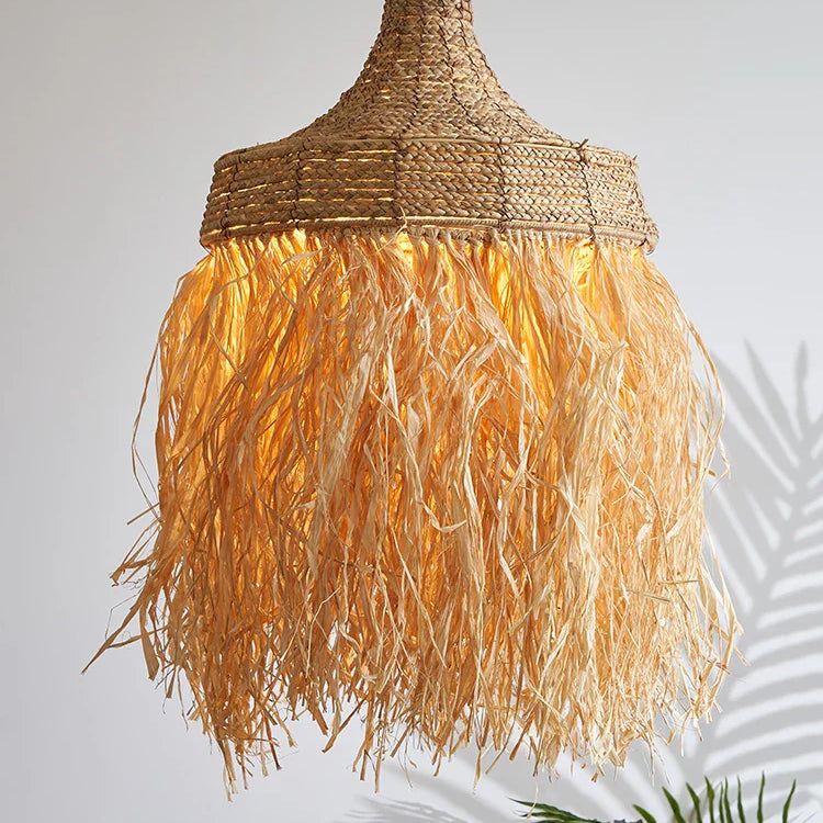 Wabi Sabi Rattan Grass Pendant Lamps - Handmade Japanese - Inspired Natural Lighting With Simple