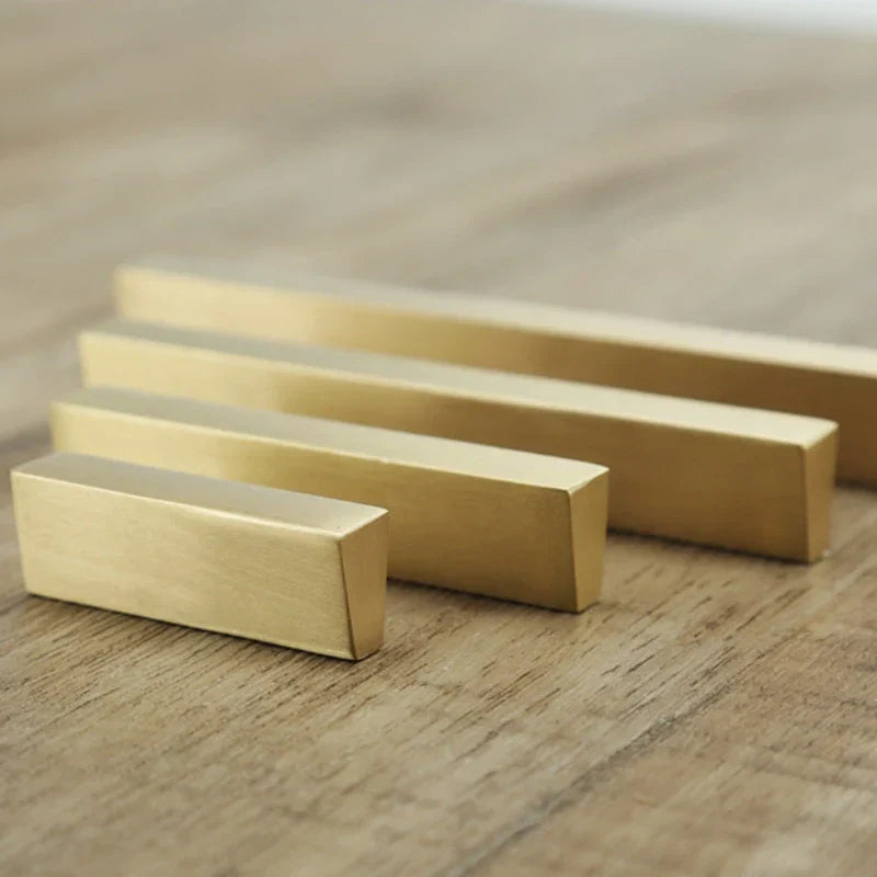 Brass Trapezoidal Cabinet Handles - High-End Golden Drawer Pulls for Wardrobes and Furniture Handles