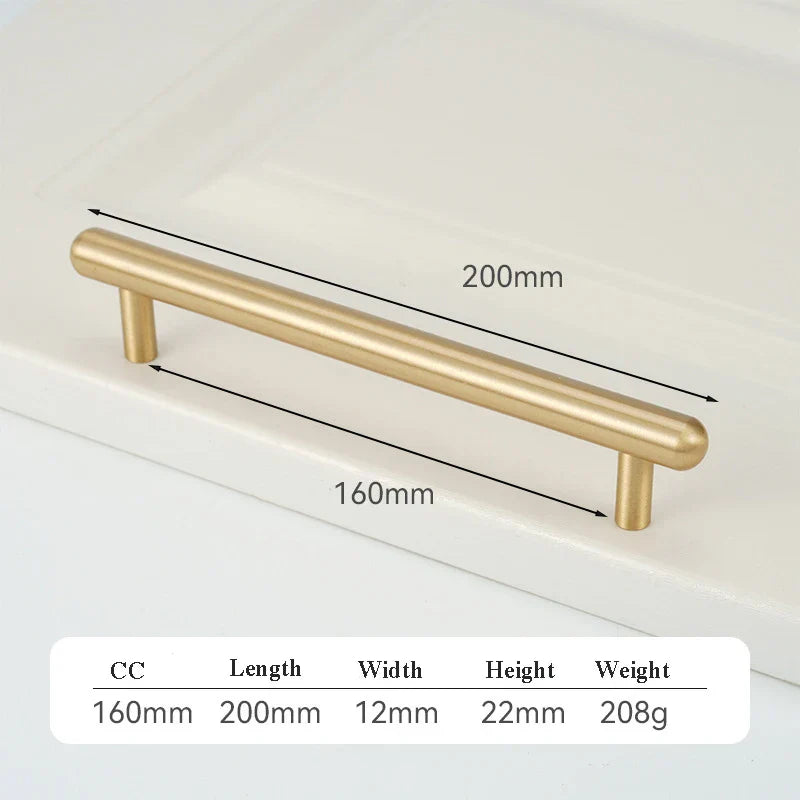Satin Gold Brass Wardrobe Handles – Modern Drawer Knobs and Cabinet Bar Pulls (50mm-260mm) 2019-200 Handles