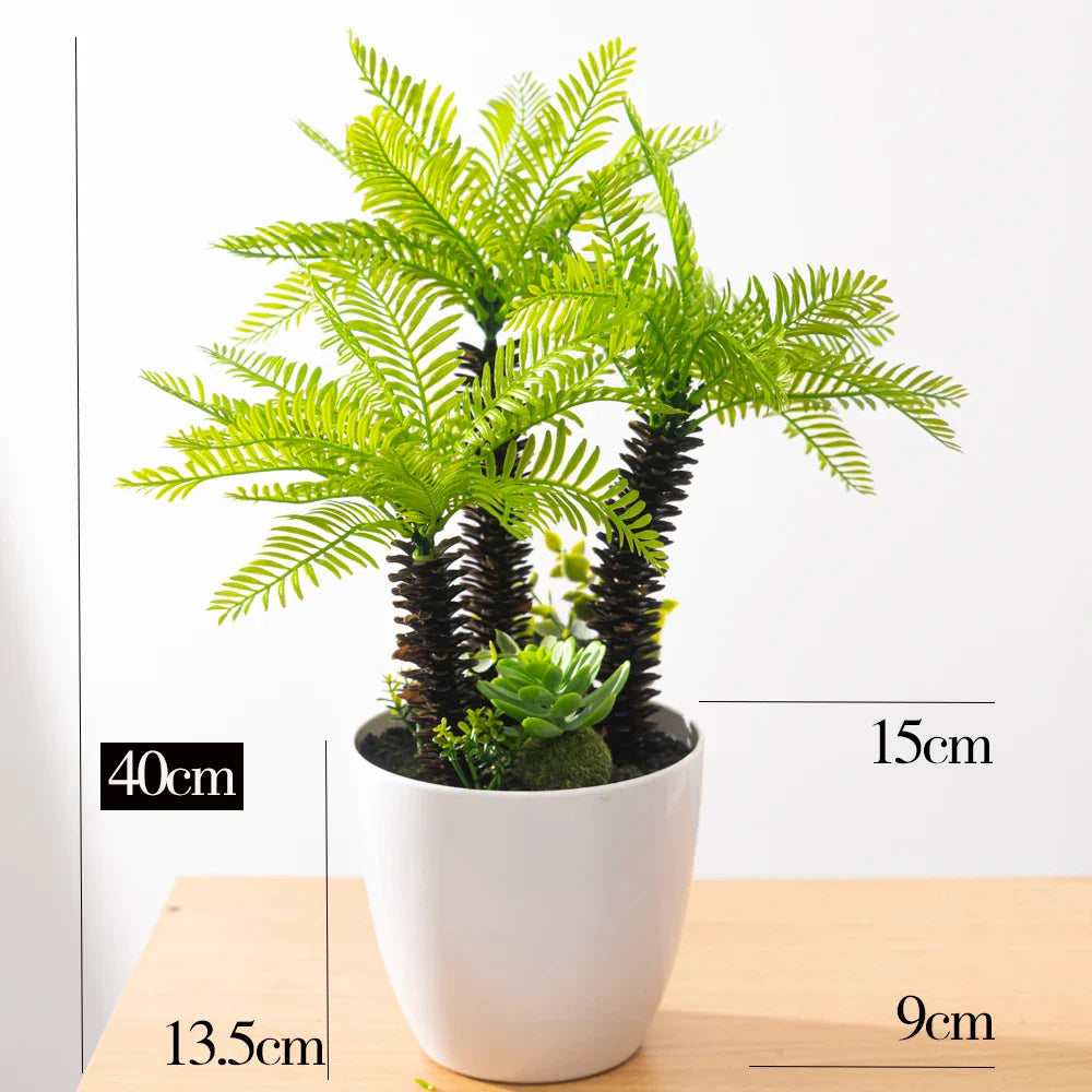 Dlight Decor Potted Palm Plant 33cm or 40cm with Succulents L-40cm with pot