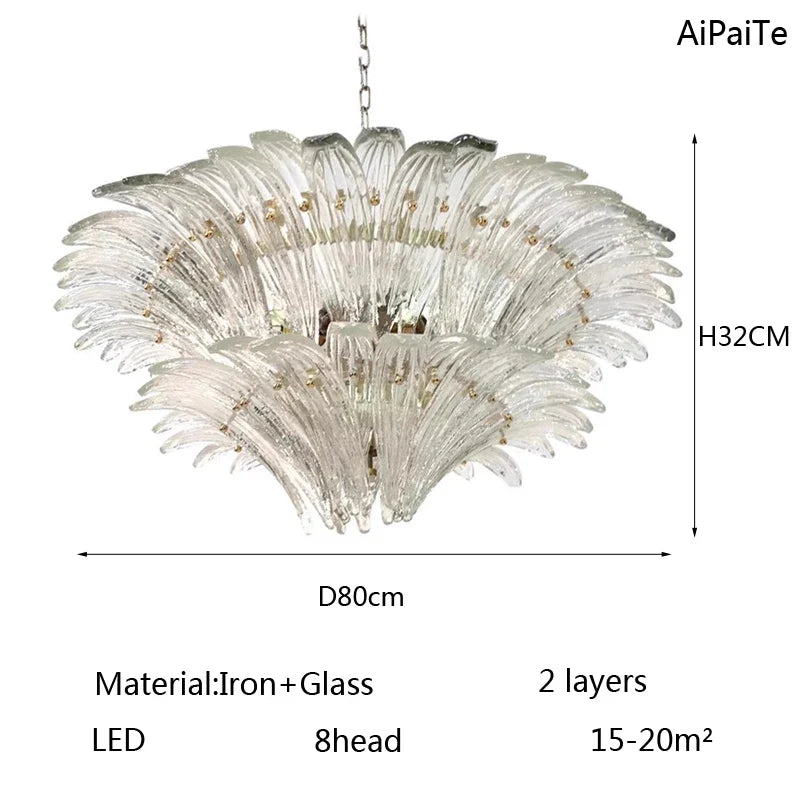 Odette French Vintage Murano Glass LED Chandelier for Living Room & Staircase AD80CM2Layer / changeable